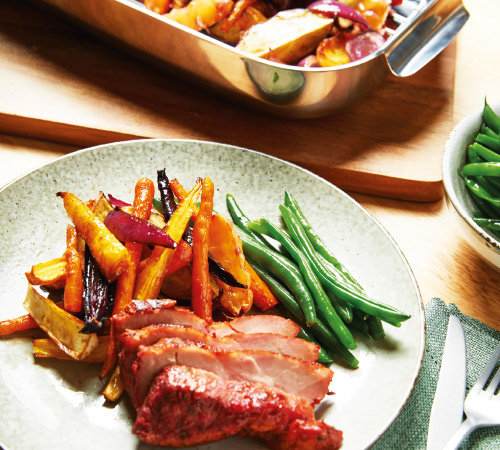 Delicious NZ Red wine & garlic pork ribeye roast