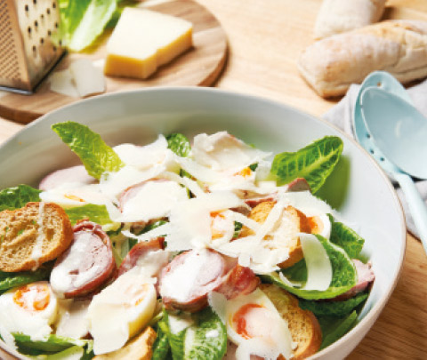 Roasted Bacon Wrapped Pork Fillet Caesar Salad
